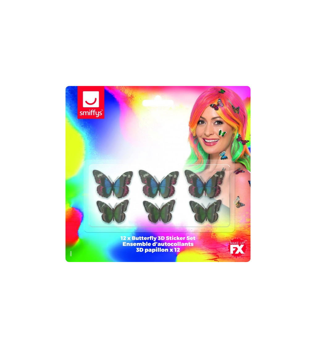 3D nálepky Motýlikovia