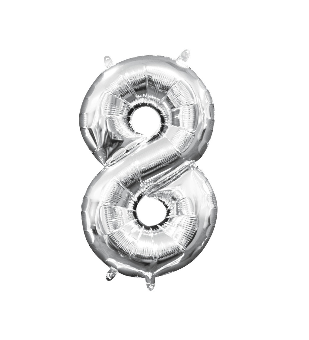 Strieborný fóliový balón v tvare čísla 8