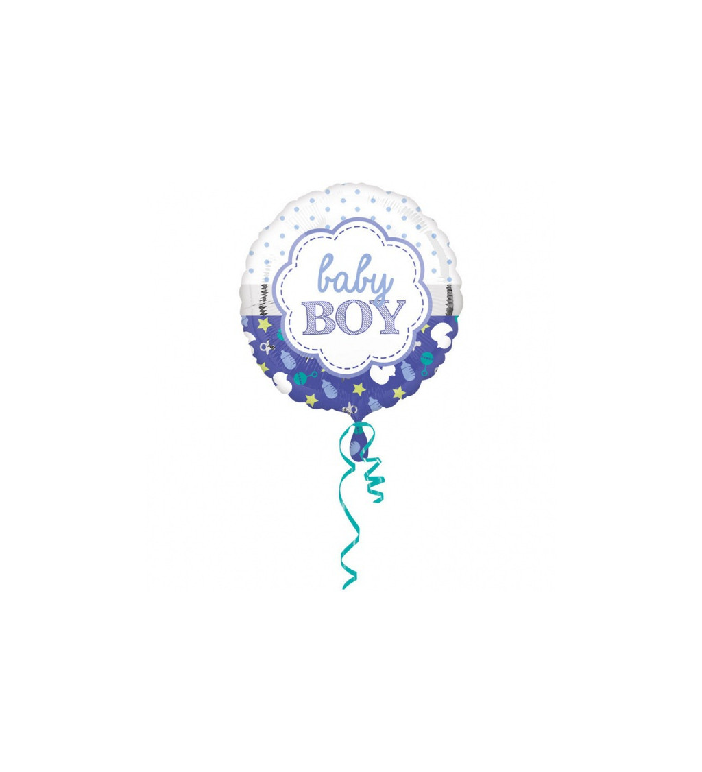 Okrúhly fóliový balónik Baby boy s lastúrami