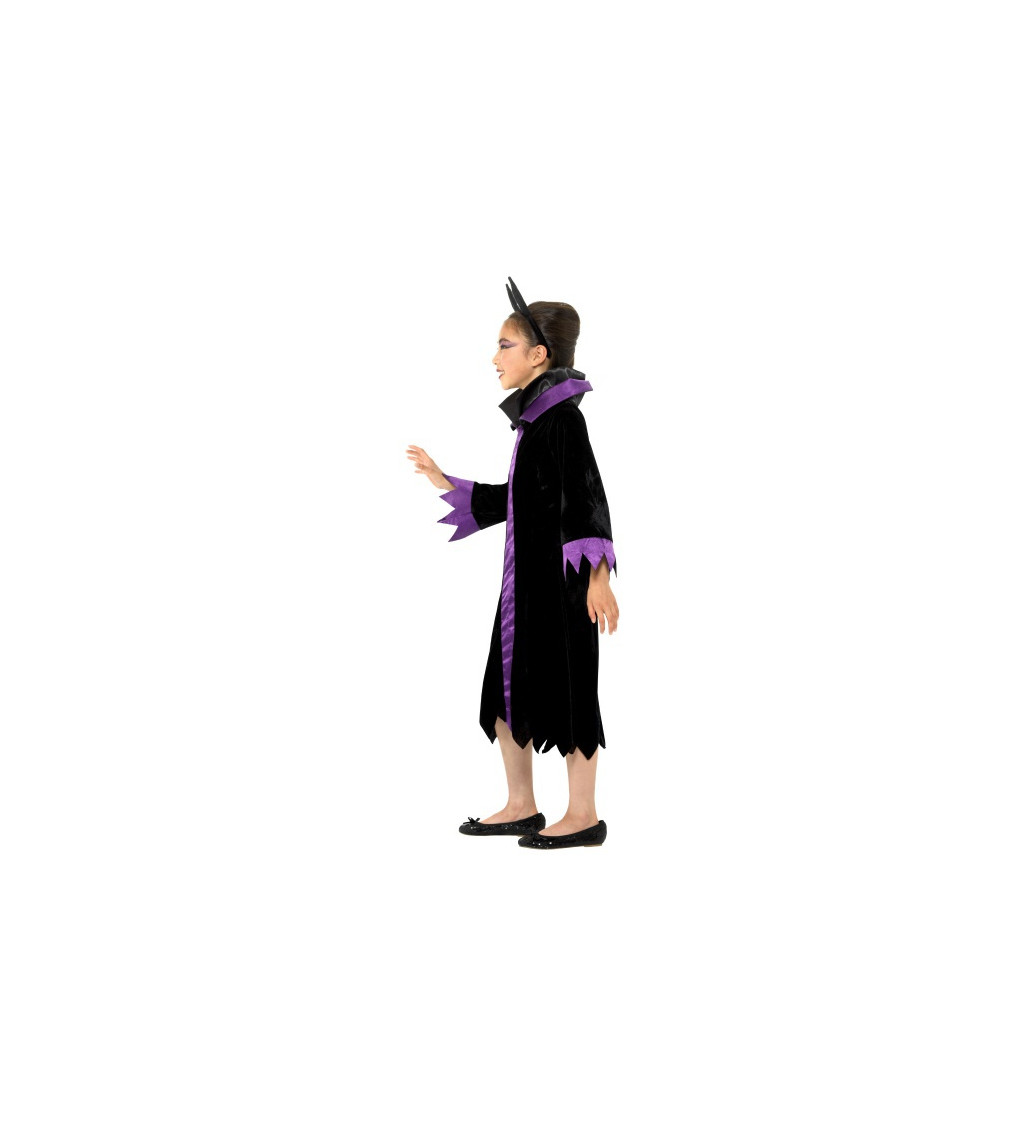 Detský dievčenský kostým čiernofialového diablika