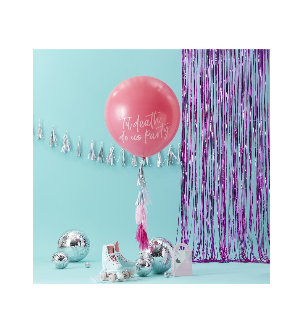 Balónik - veľký ružový so strapcami
