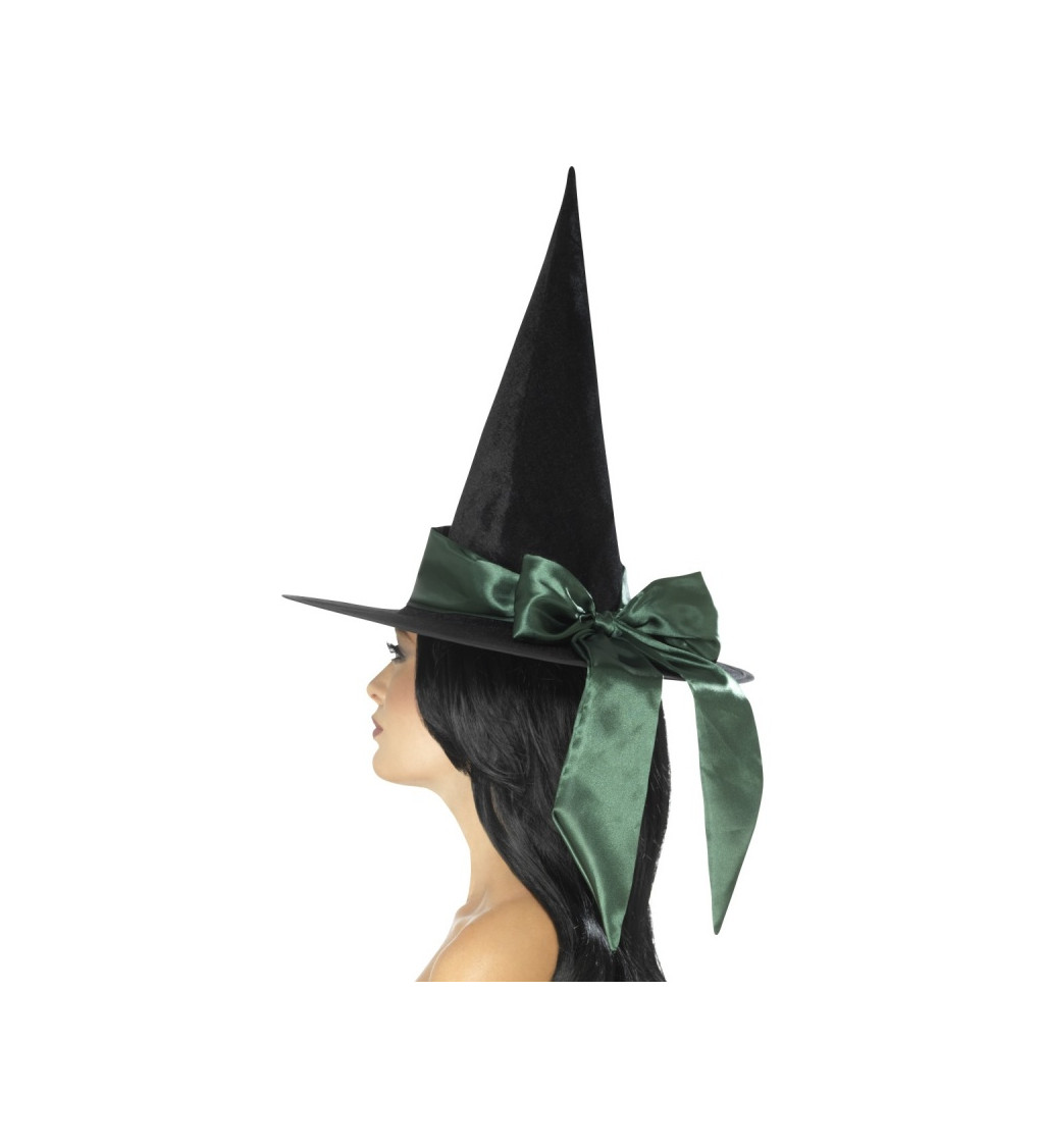 Čarodejnícky klobúk s mašľou - zelenou