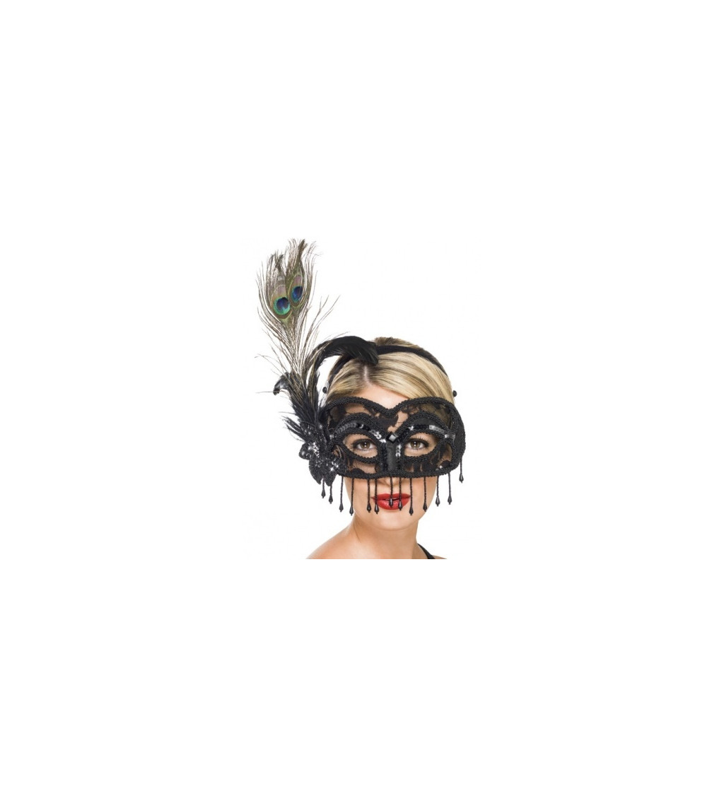 Benátska maska ​​Colombina - krajka