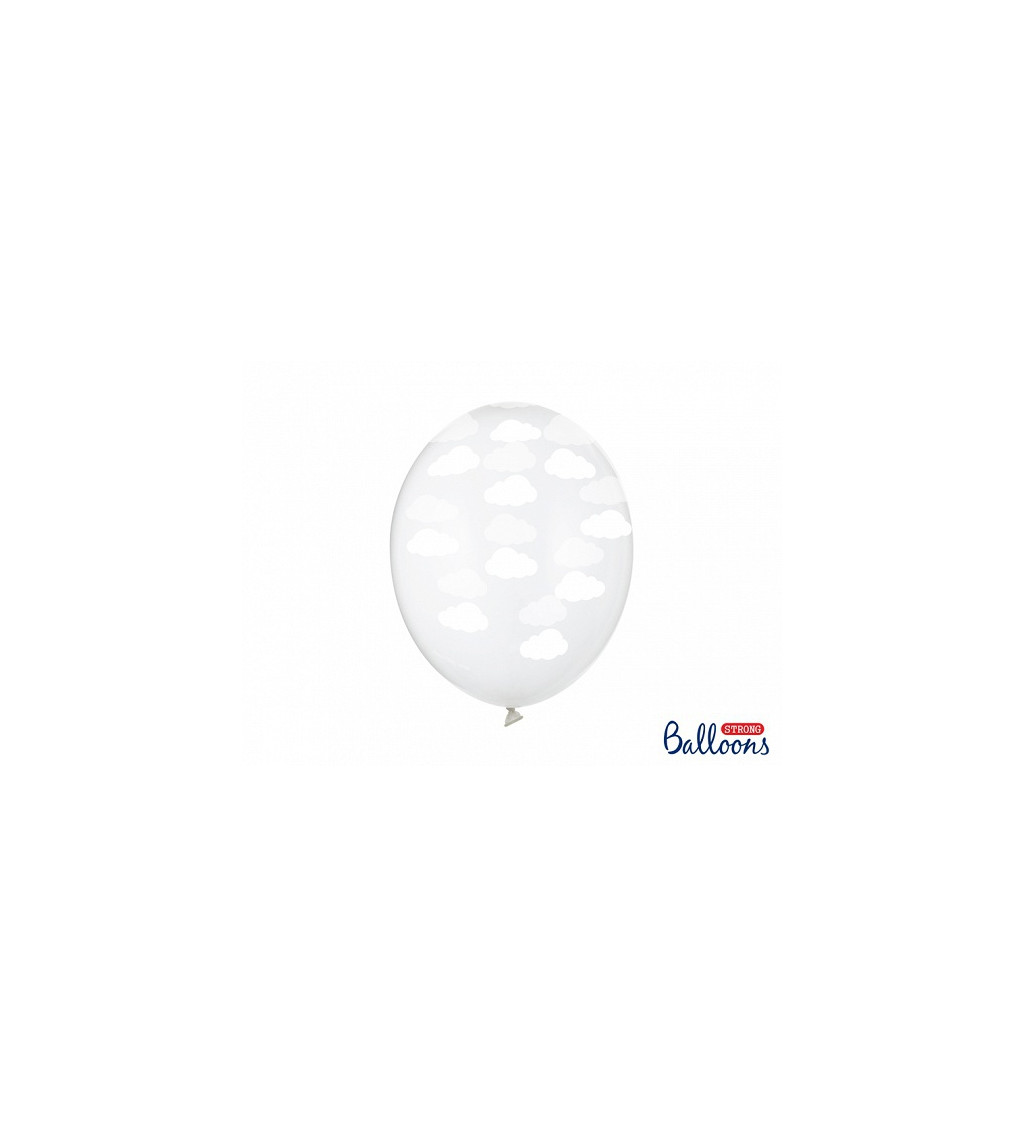 Priehľadné balóniky s bielymi obláčikmi