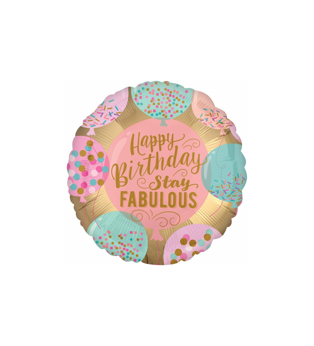 Fóliový balónik Happy Birthday, fabulous