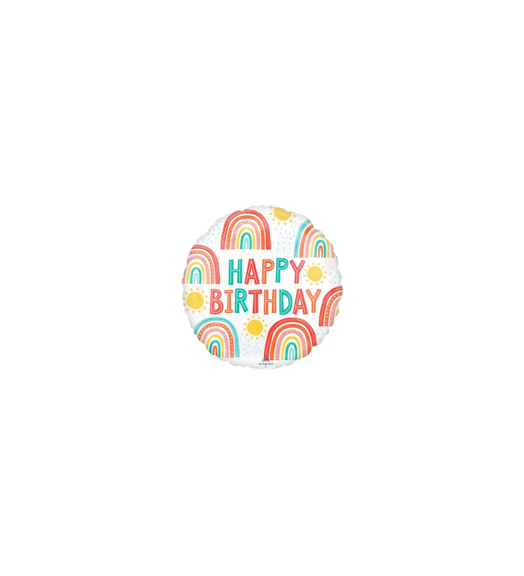 Fóliový balónik Happy birthday, dúhový