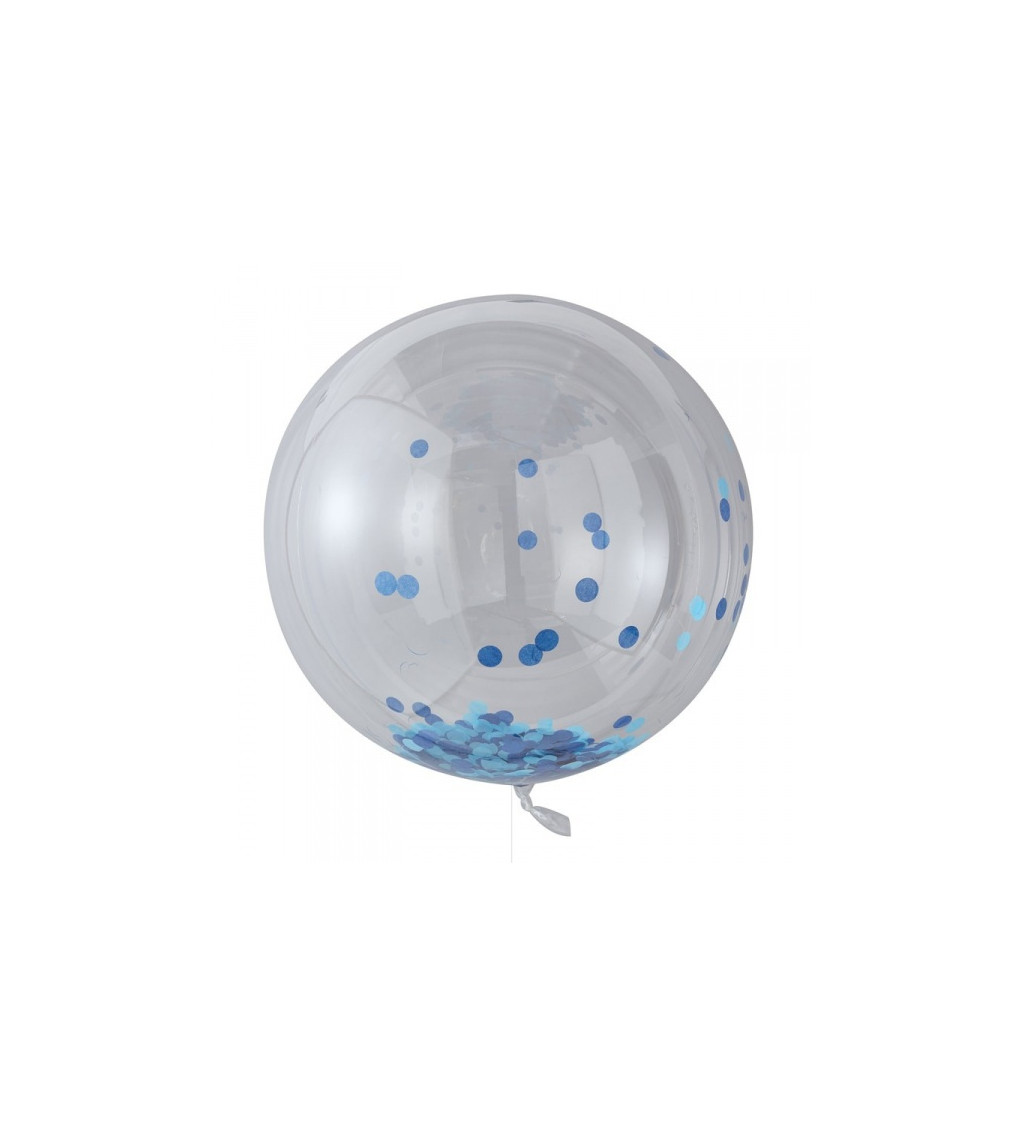 Sada veľkých balónikov s modrými konfetami