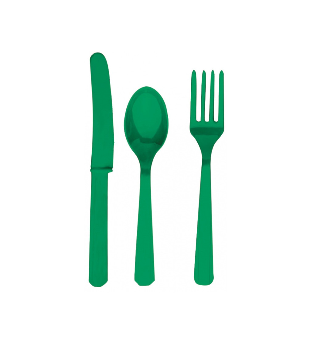 Príbor (lyžice, vidličky, nože) - zelený