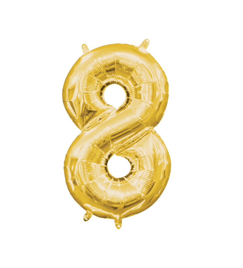Balón zlatej farby v tvare čísla 8