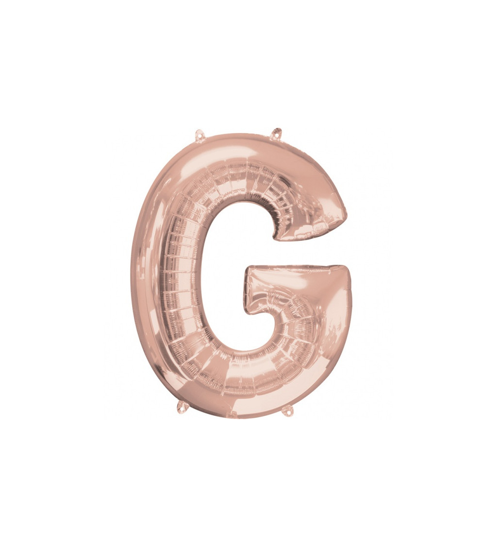 Ružovo-zlatý fóliový balónik v tvare písmena G