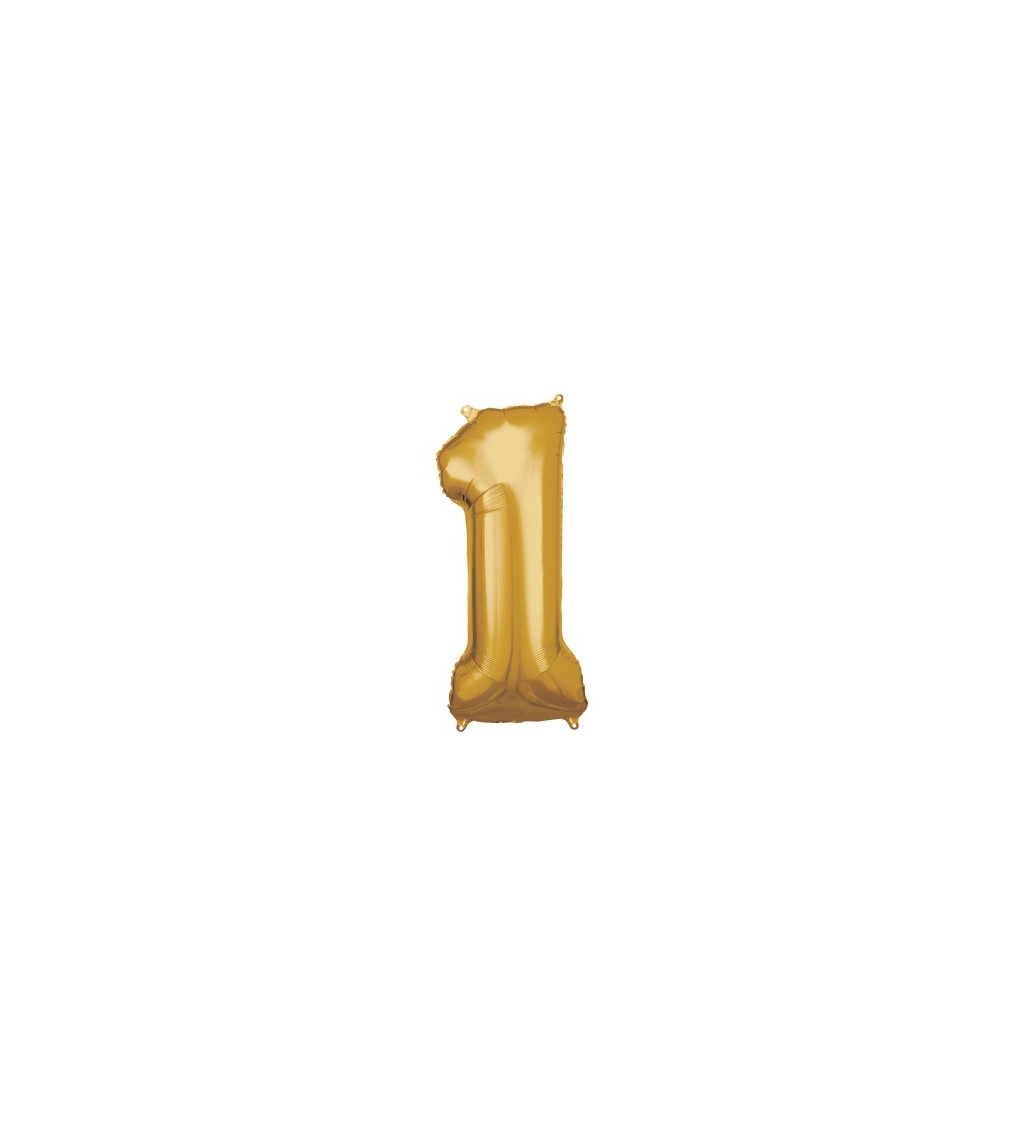 Fóliový balón v zlatej farbe s číslom 1