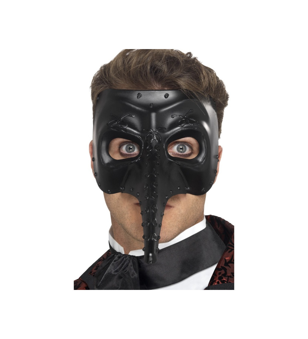 Benátska maska Nos - deluxe čierna