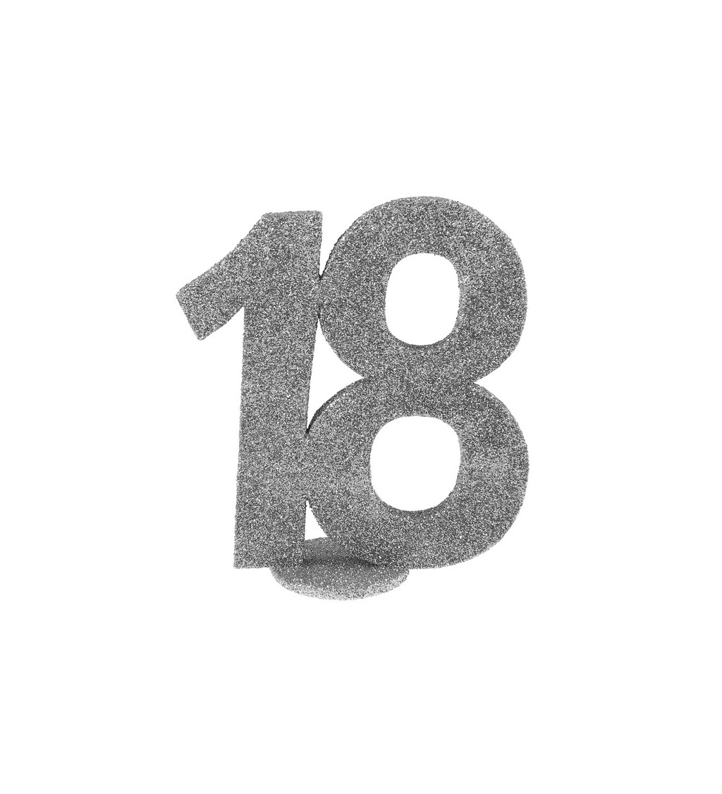 Strieborná dekorácia v tvare čísla 18