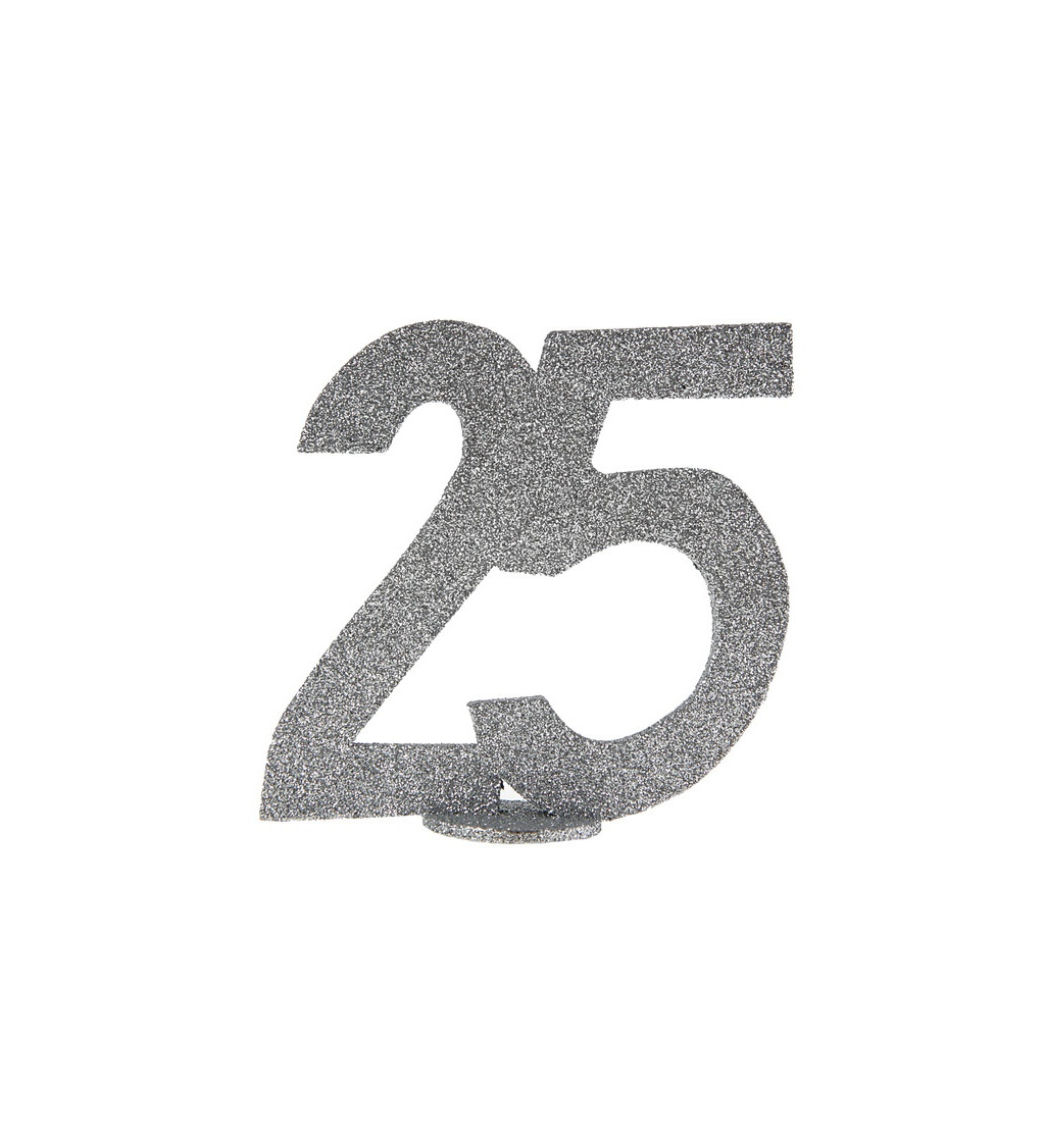 Strieborná dekorácia v tvare čísla 25