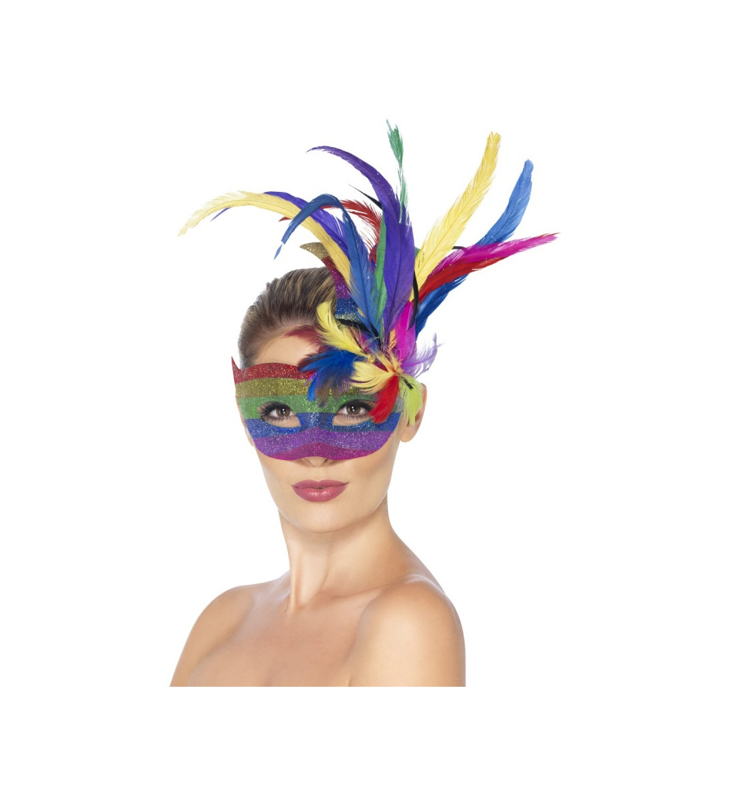 Maska Karneval - dúhová