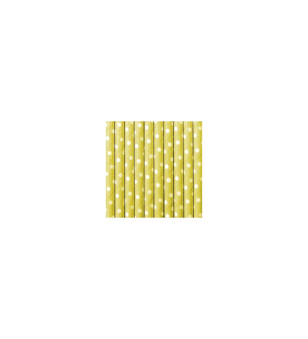Slamky papierové s bodkami - žlté