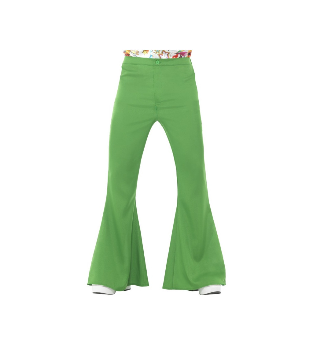 Pánske nohavice do zvonu - zelené