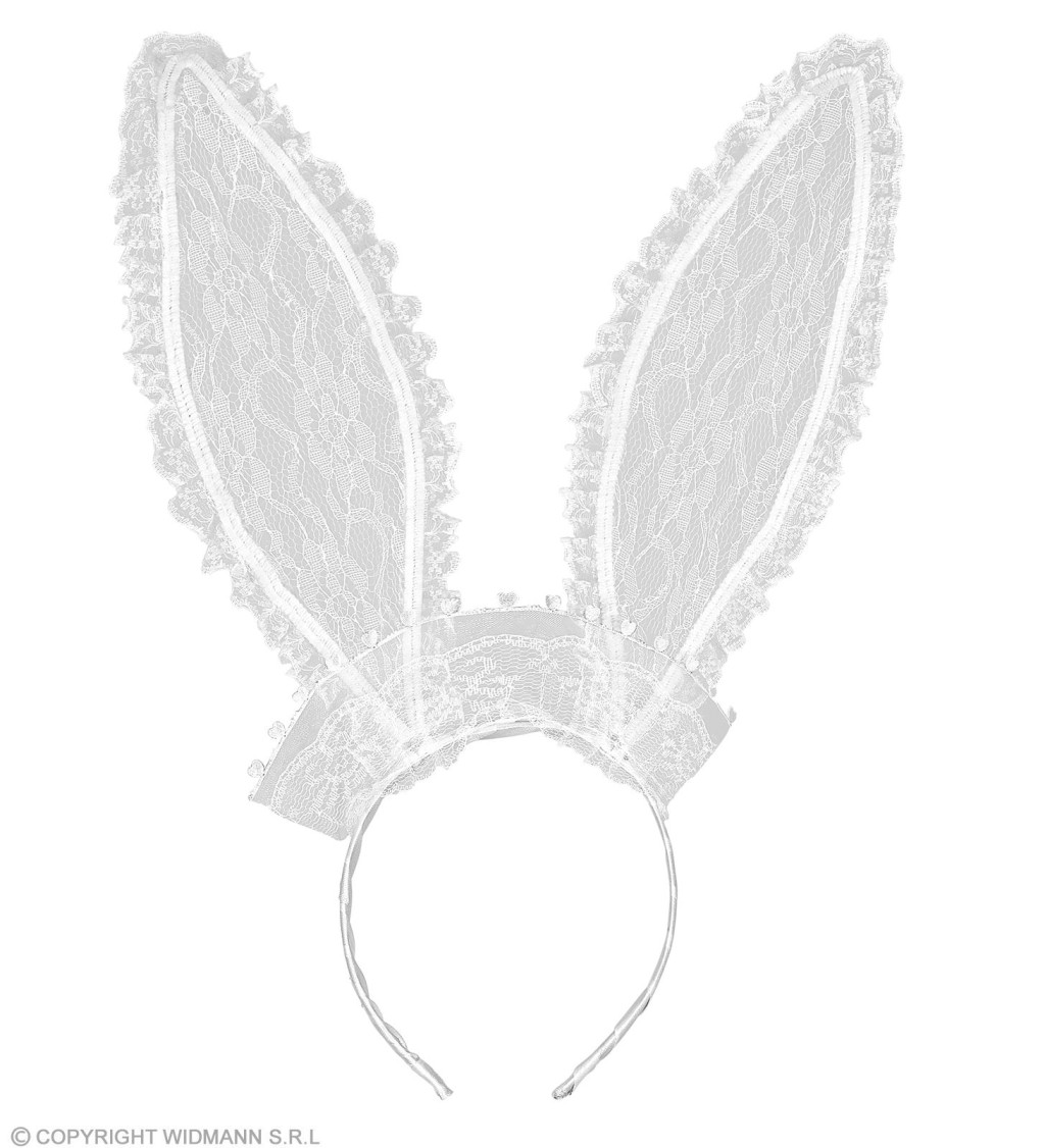 Uši Bunny krajkové - biele