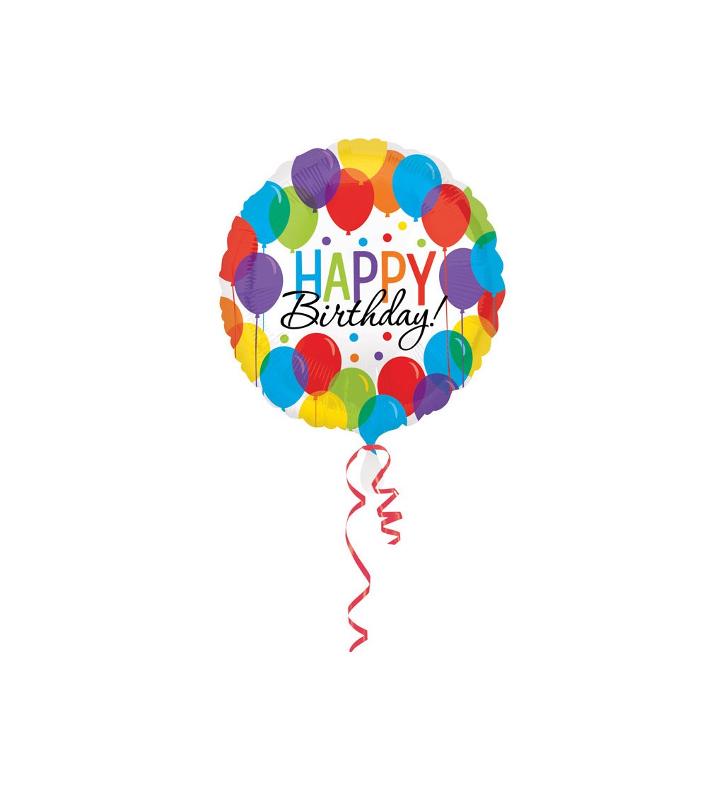 Farebný balón s farebnými balónmi s nápisom Happy Birthday