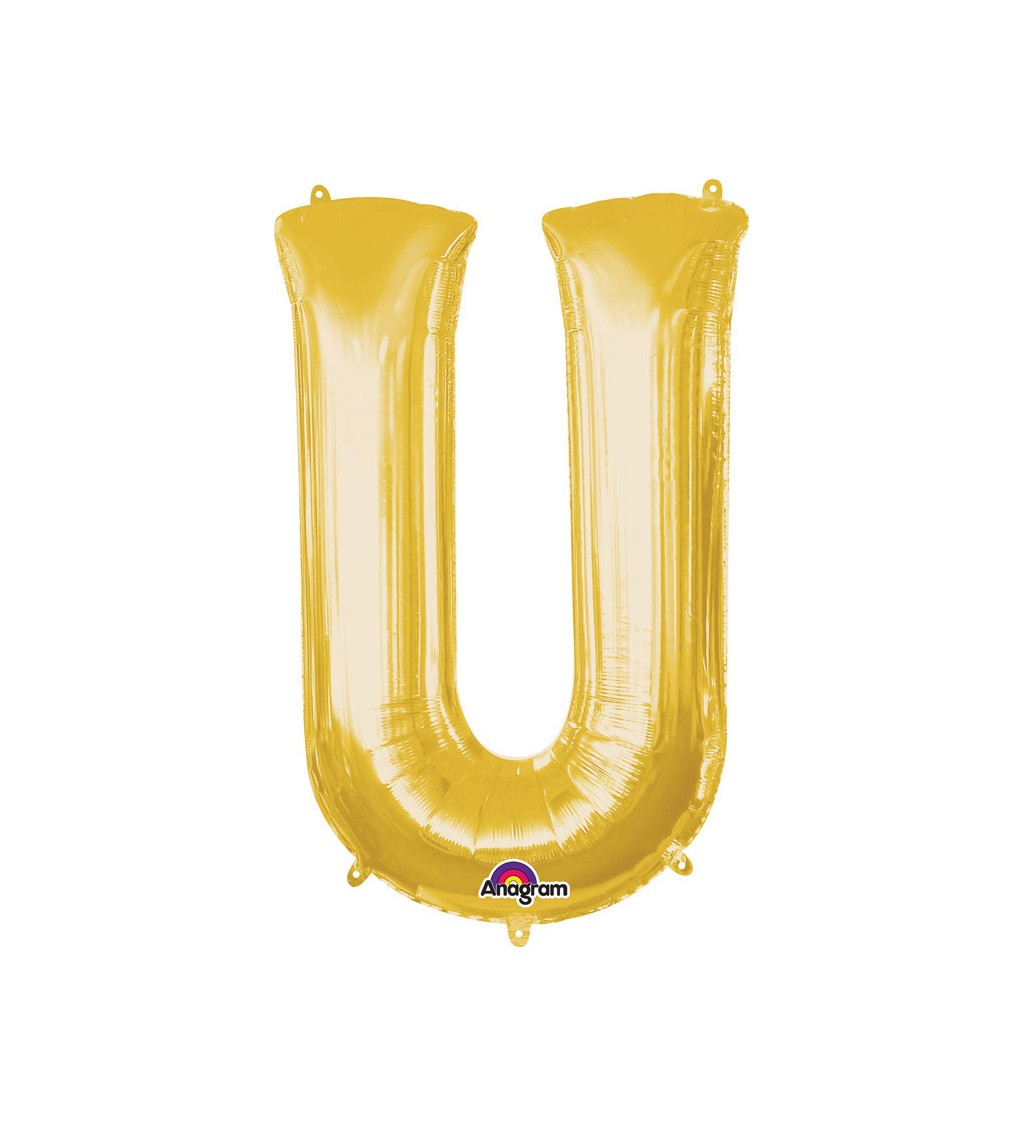 Balón fóliový Písmeno "U" - zlatý