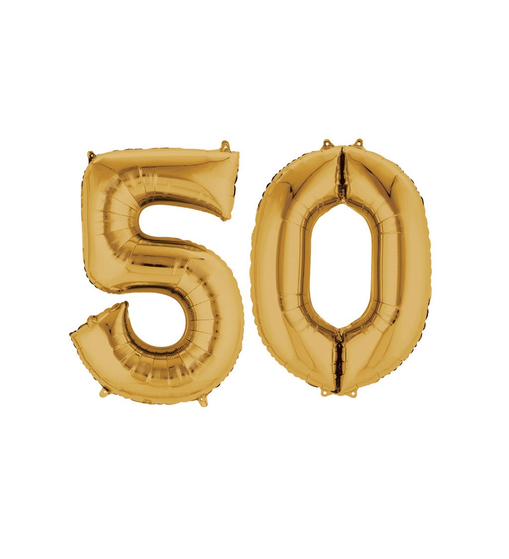Balónik "50" - zlatý