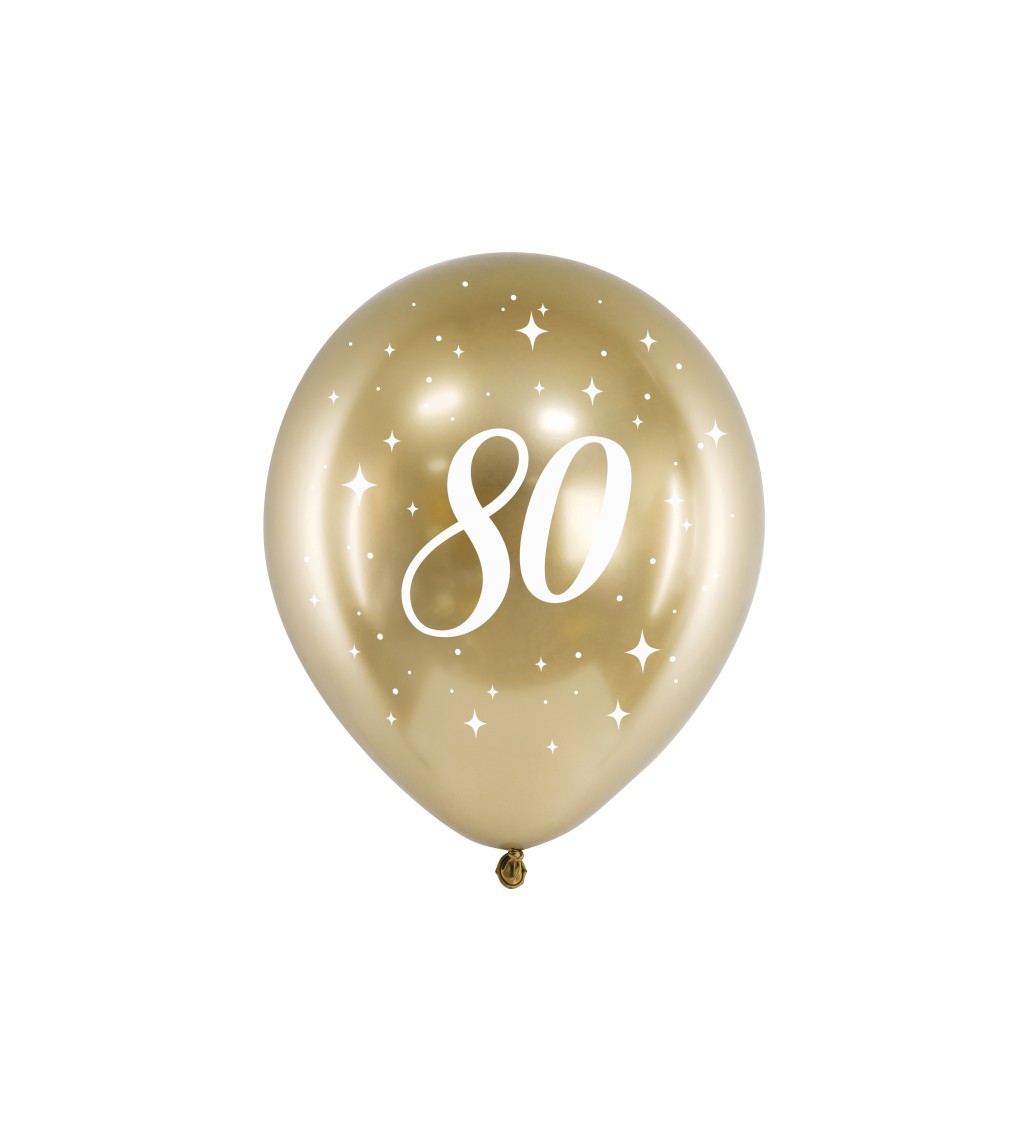 Lesklý zlatý balónik 80 sada