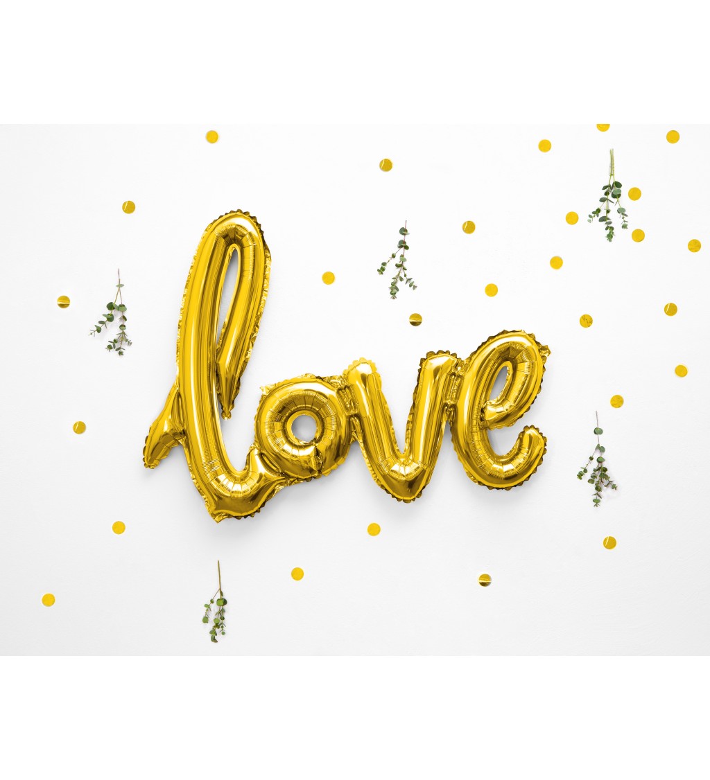Fóliový balón so zlatým nápisom Love