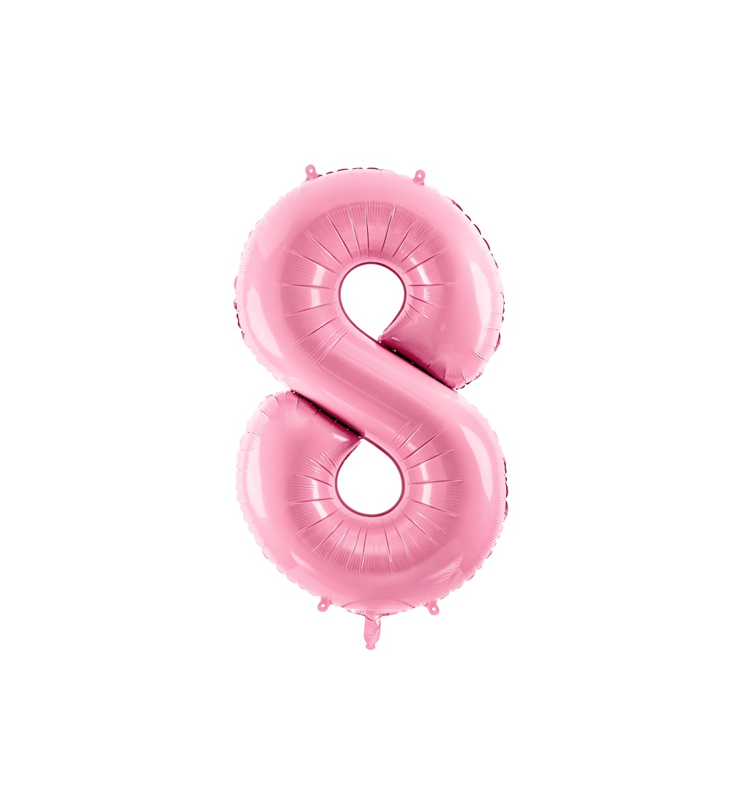 Fóliový balónik s číslom 8 v ružovej pastelovej farbe