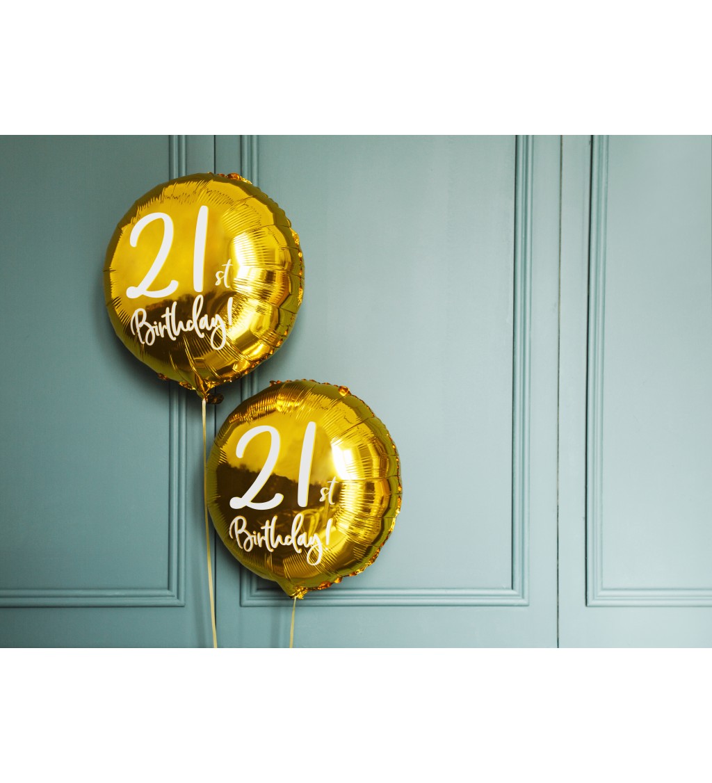 Fóliový balónik 21. narodeniny, zlatý