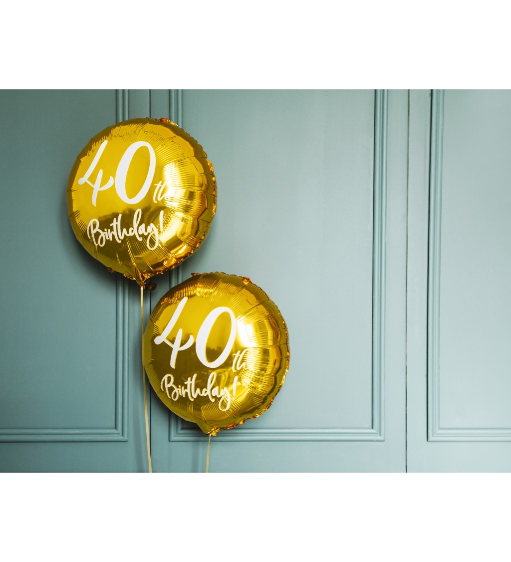 Fóliový balón 40. narodeniny, zlatý, 45 cm