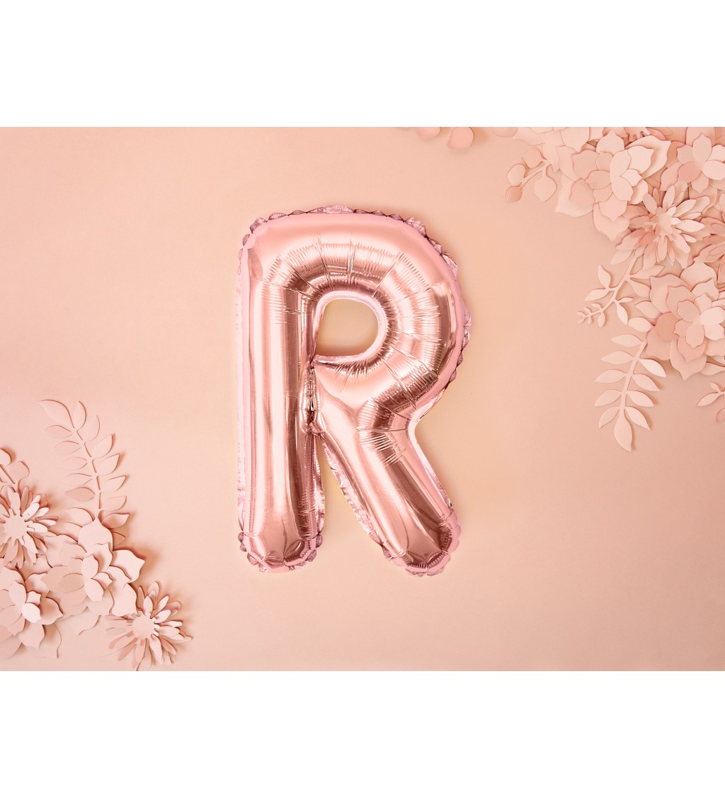 Fóliový balónik "R" - rosegold