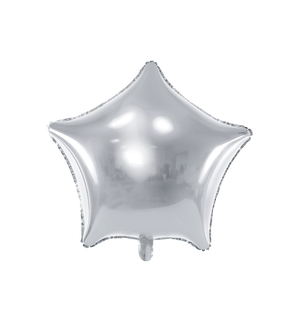 Metalický fóliový balónik v tvare hviezdy striebornej farby