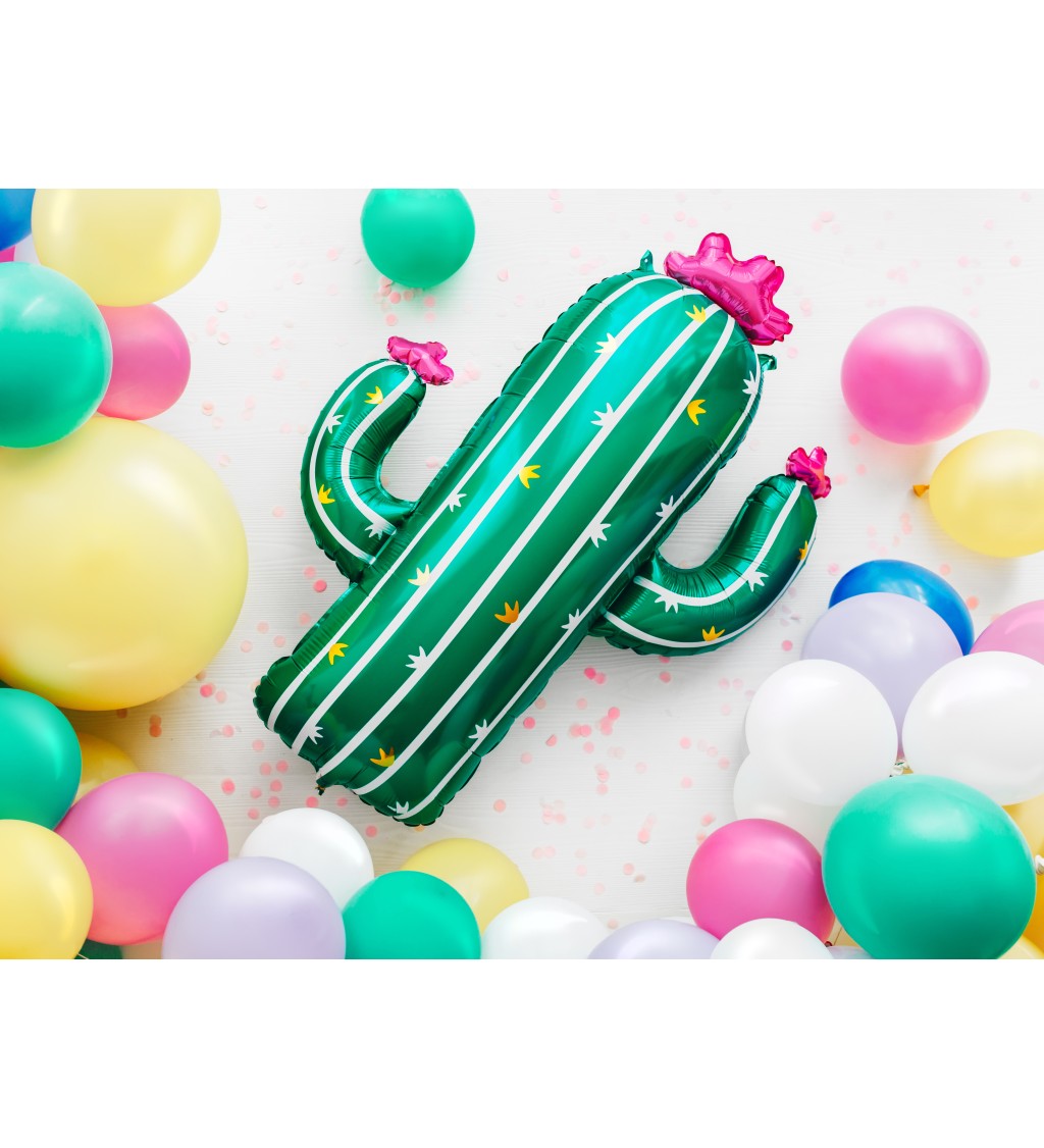 Fóliový balón v tvare zeleného kaktusu