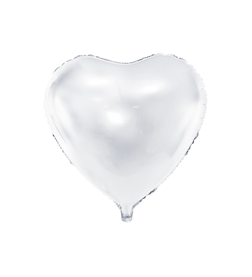 Fóliový balón Biele kovové srdce