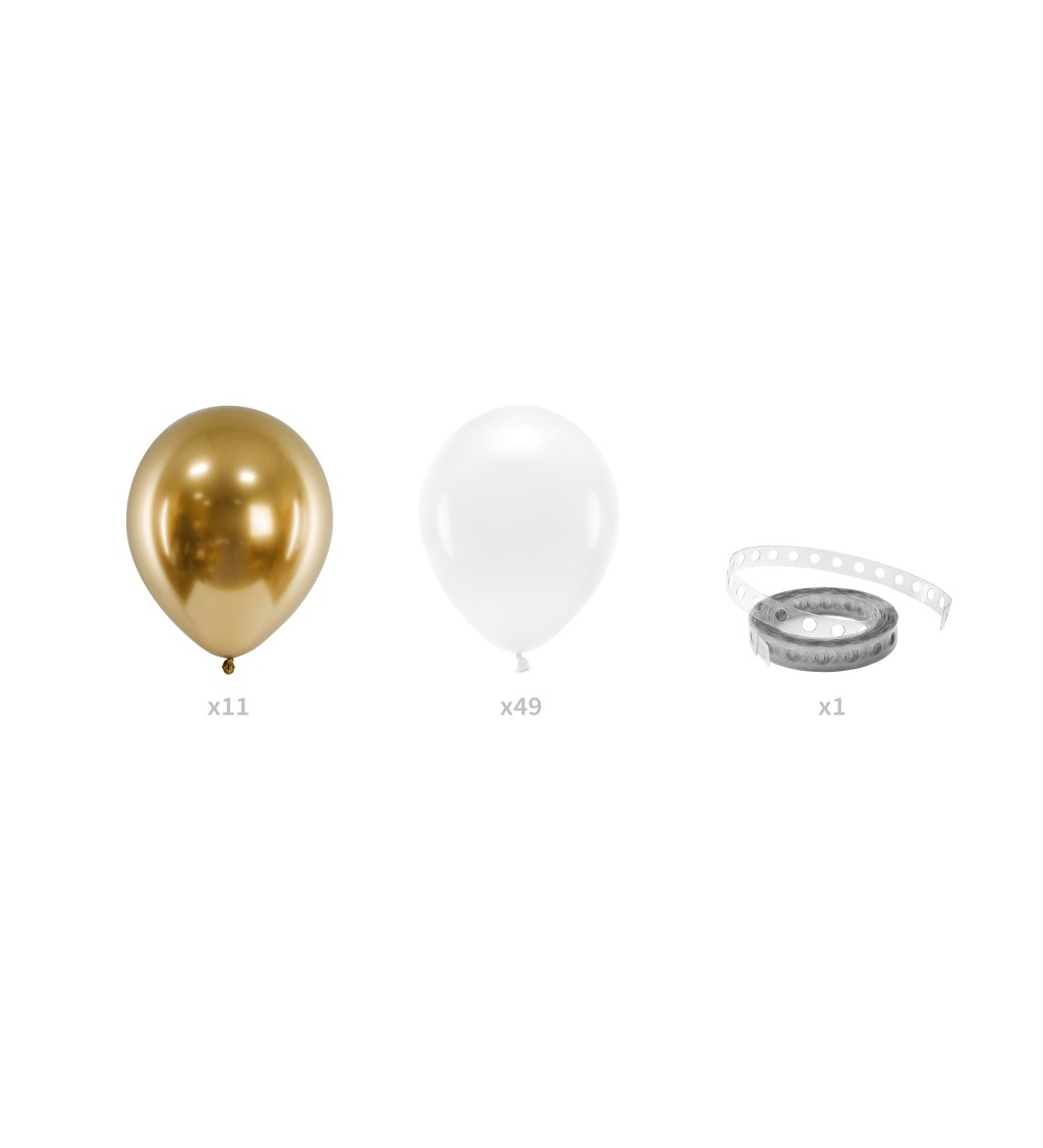 Balóniková girlanda bielo-zlatá