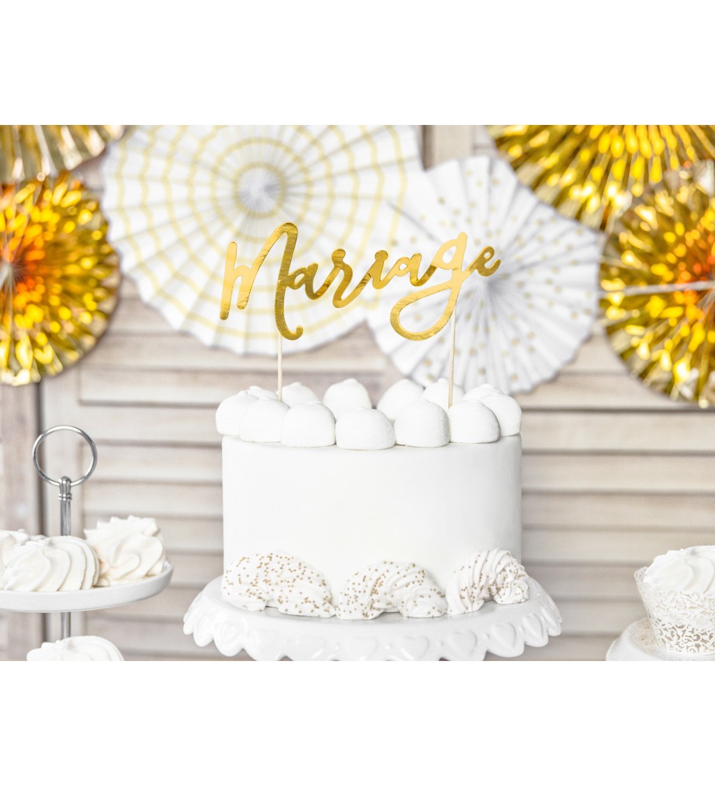 Ozdoba na svadobnú tortu Mariage, zlatá