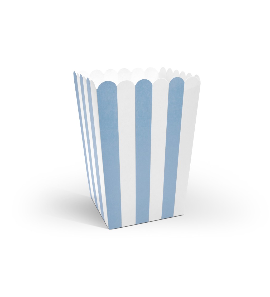 Krabičky na popcorn - modré pruhy