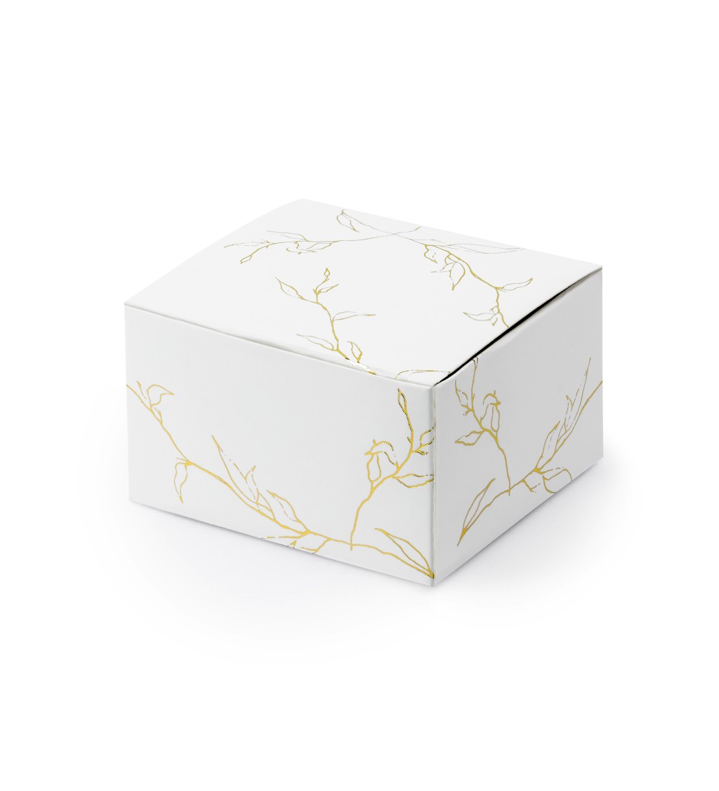 Krabice motiv - vetvičky bielo-zlaté