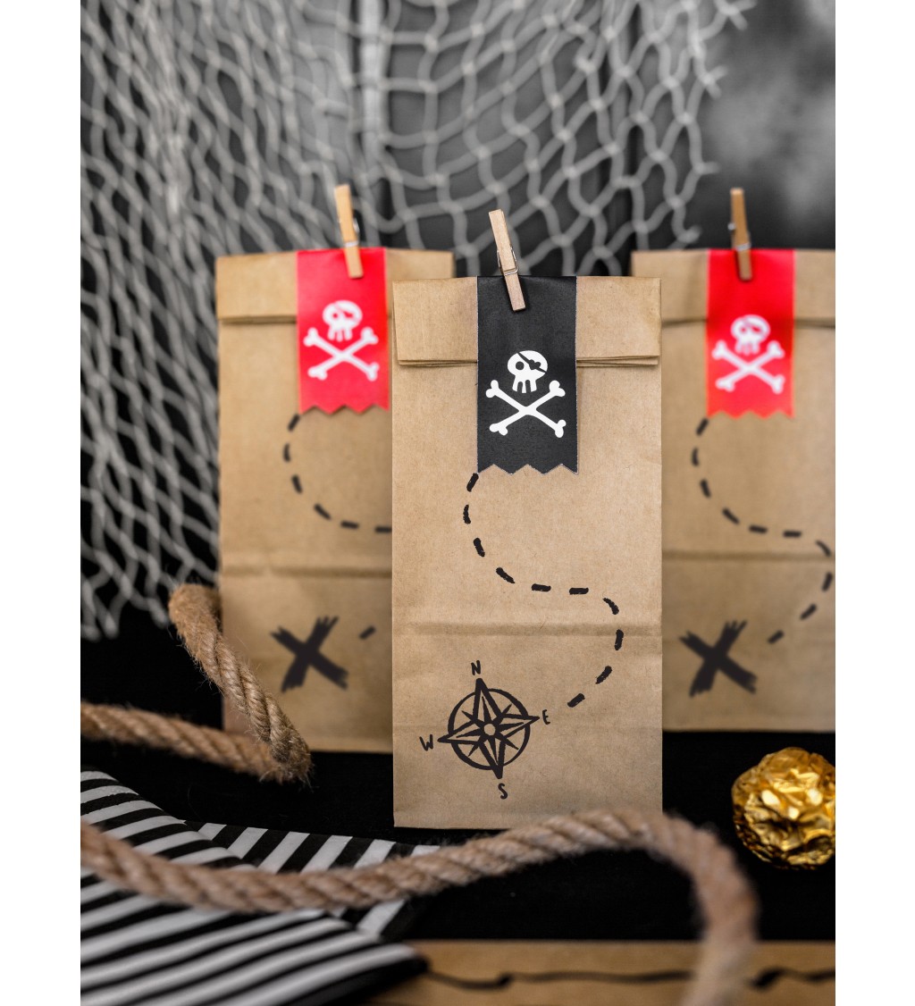 Darčekové balíčky pirátske - prírodné 6 ks