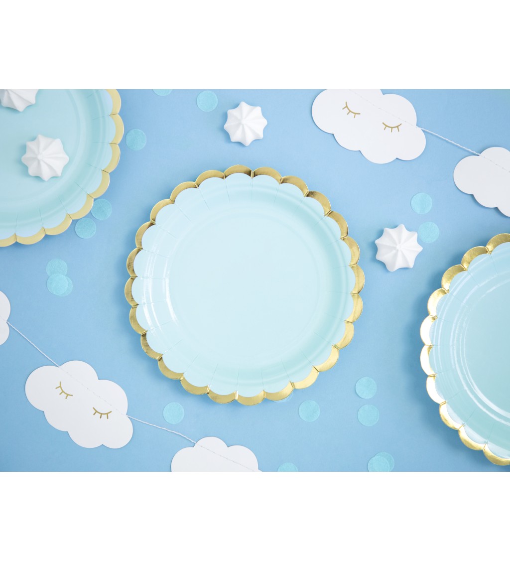 Modrý tanier - zlatý okraj