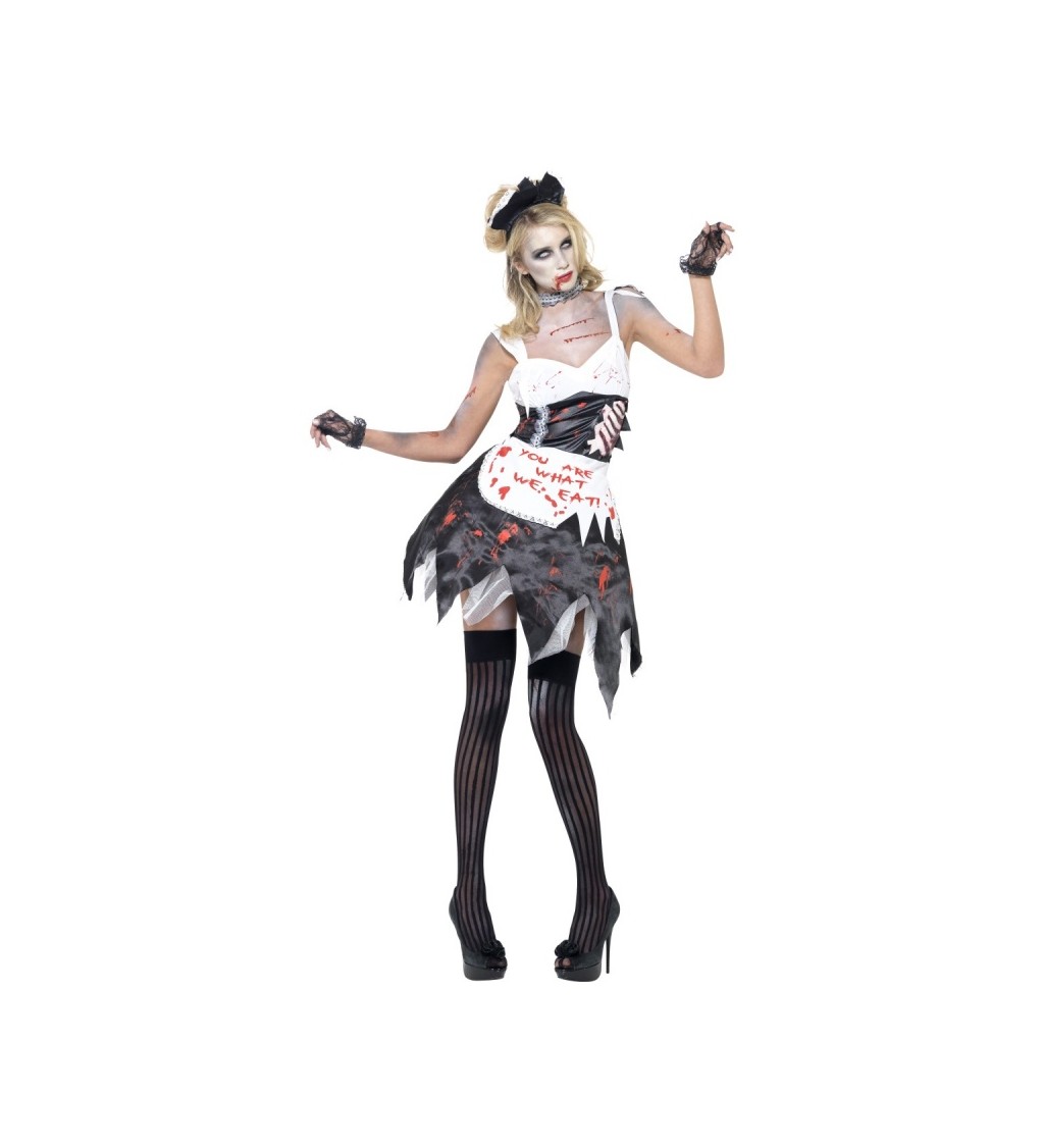 Zombie kostým francúzska chyžná - dámsky