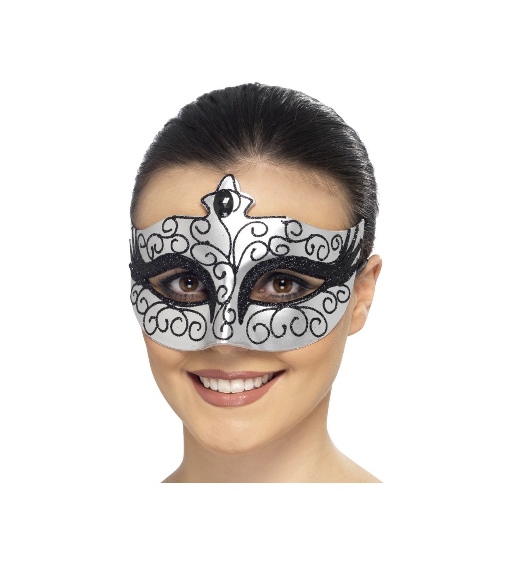 Gotická maska - čierno - strieborná