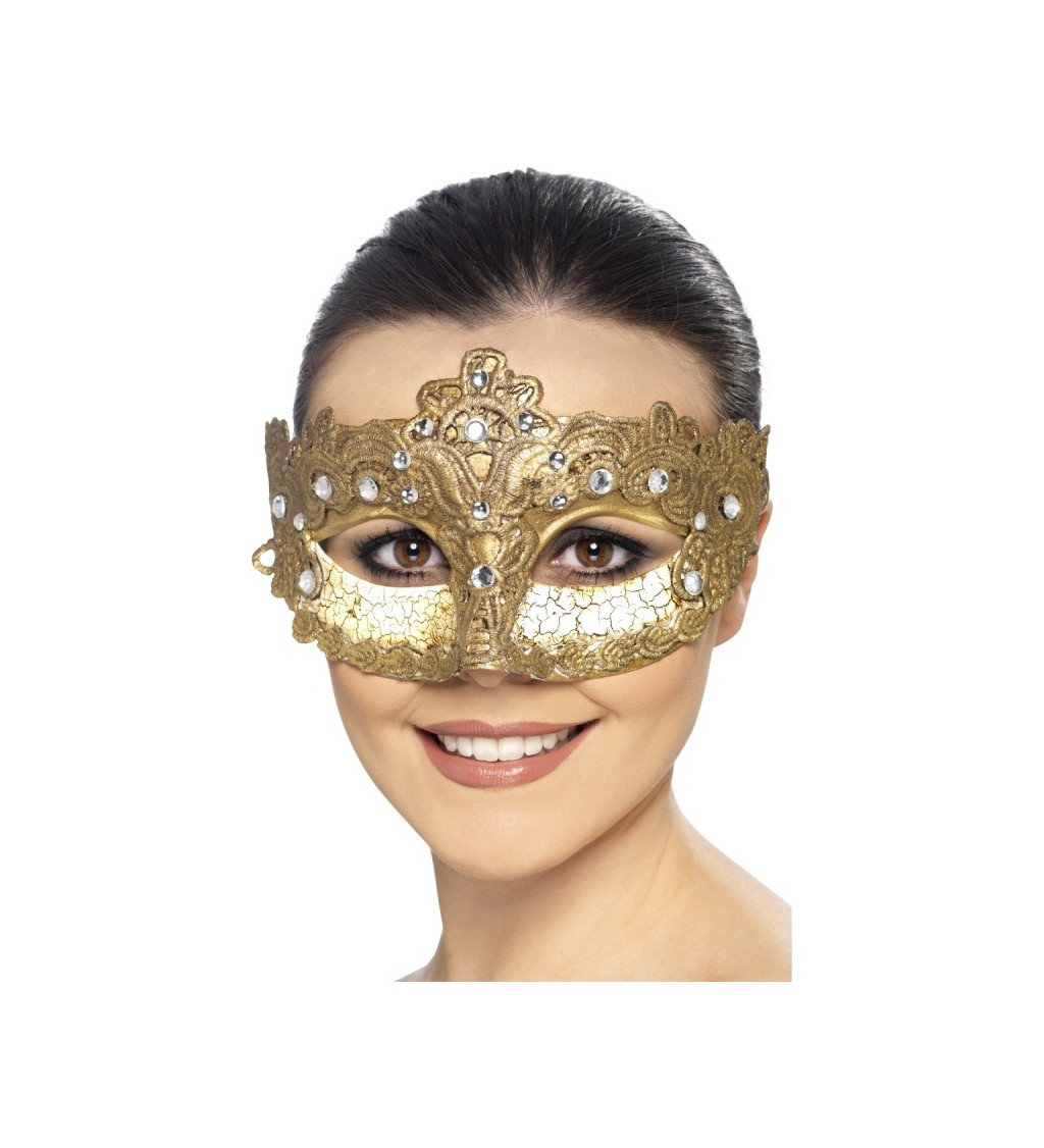 Benátska maska Princezná - zlatá