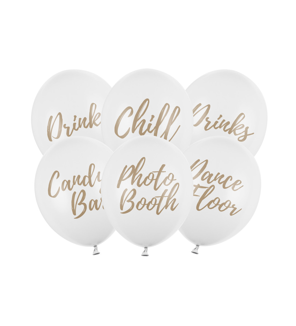 Pastelové balóny - biele s nápisom