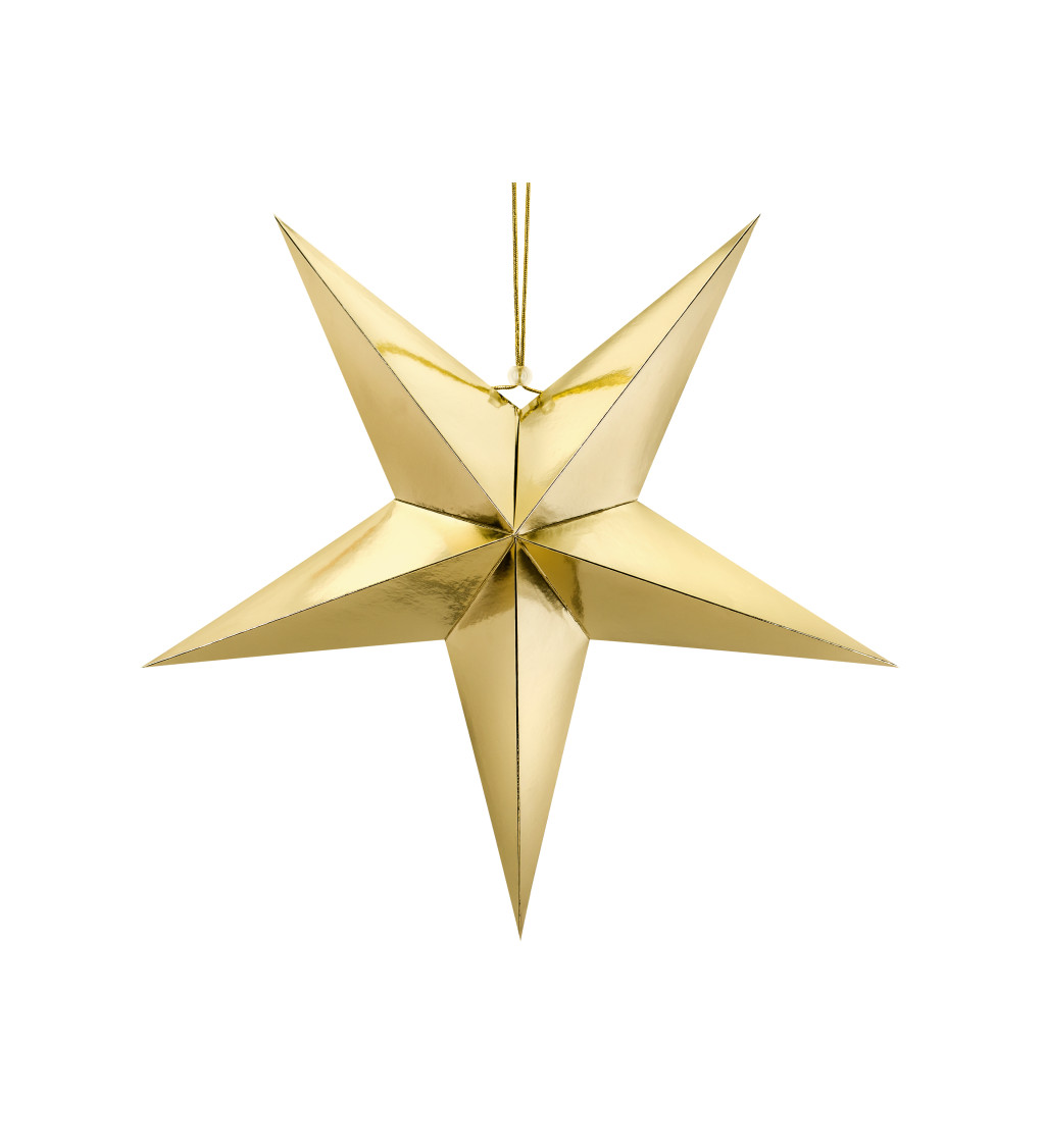 Dekorácia - hviezdička, zlatá (70 cm)