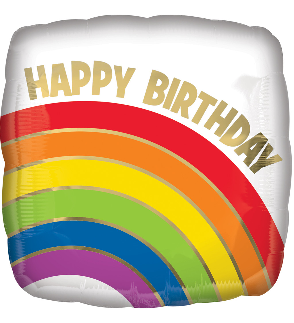 Fóliový balónik Happy Birthday, dúhový