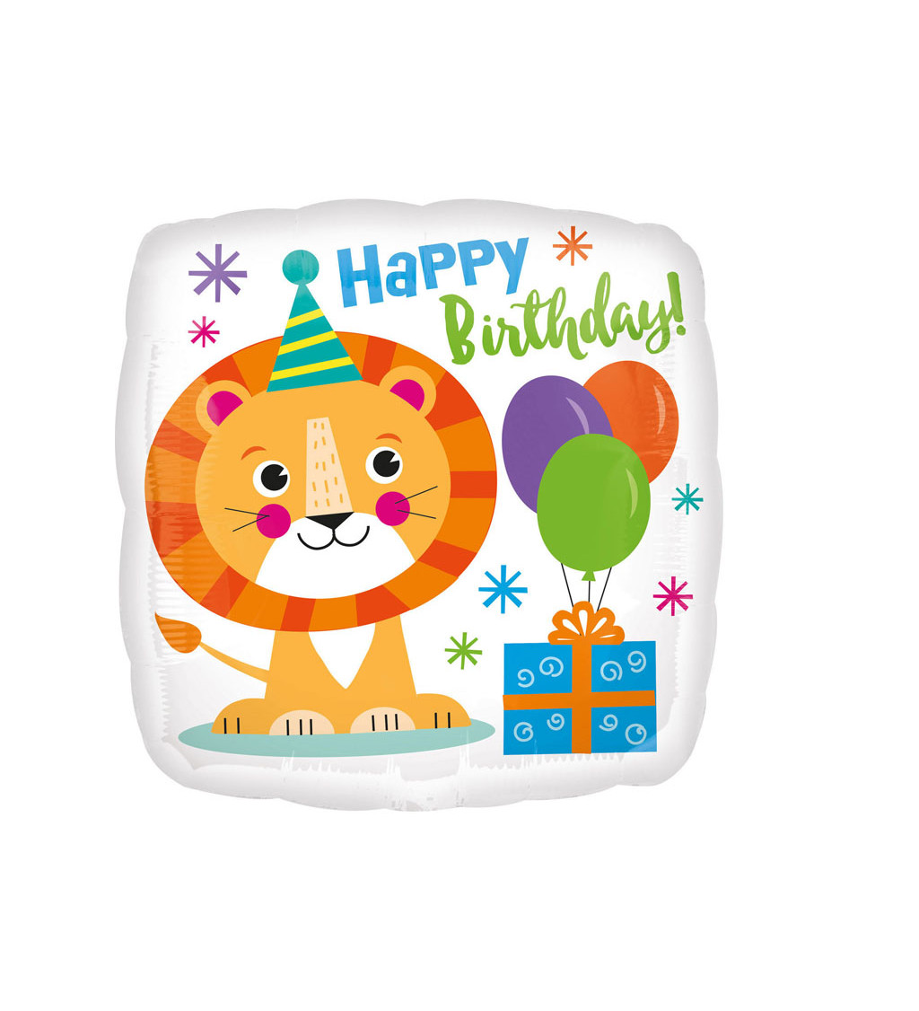 Fóliový balónik Happy Birthday, Lev