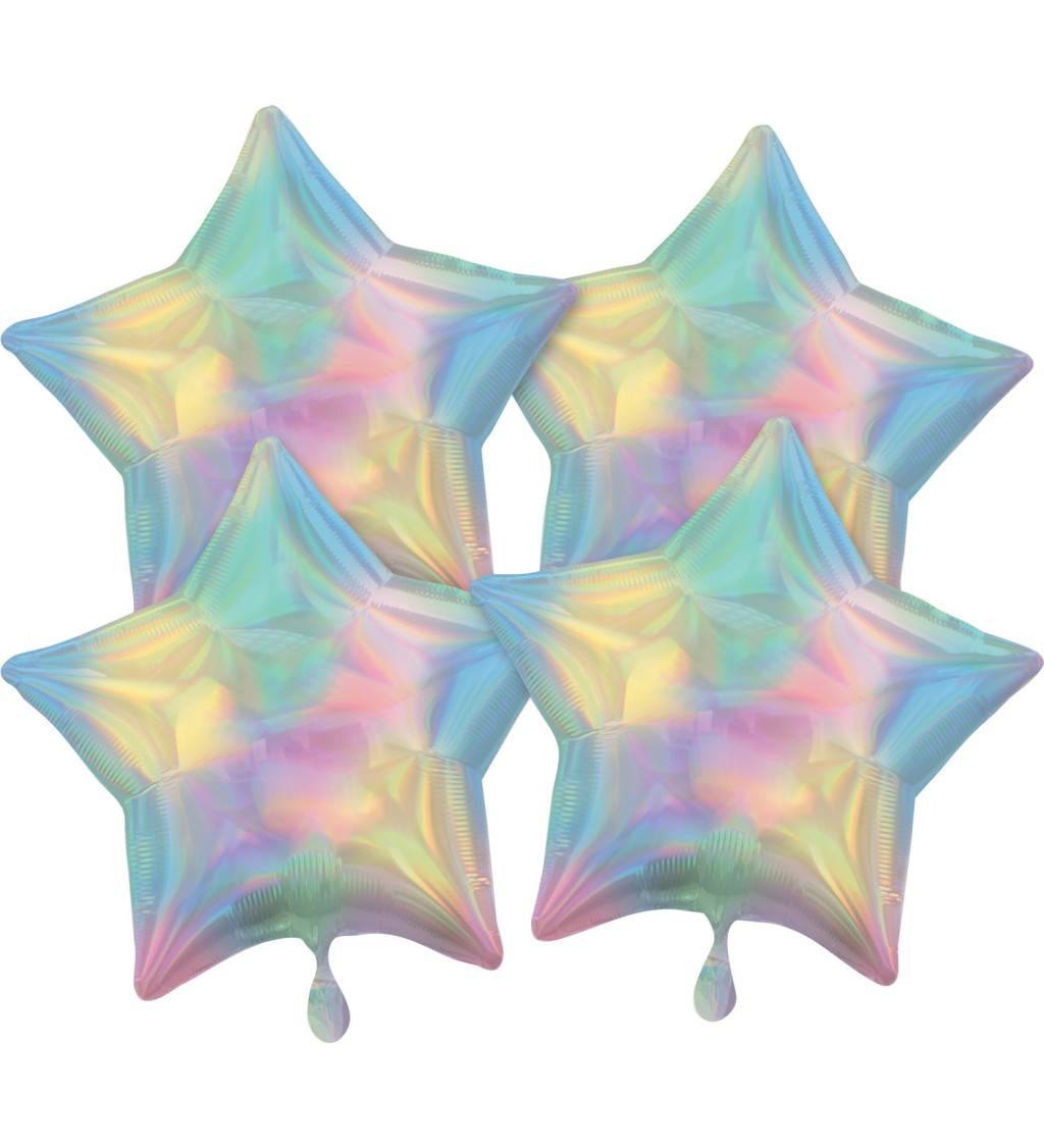 Sada fóliových balónikov Hviezdy, pastelová dúhová