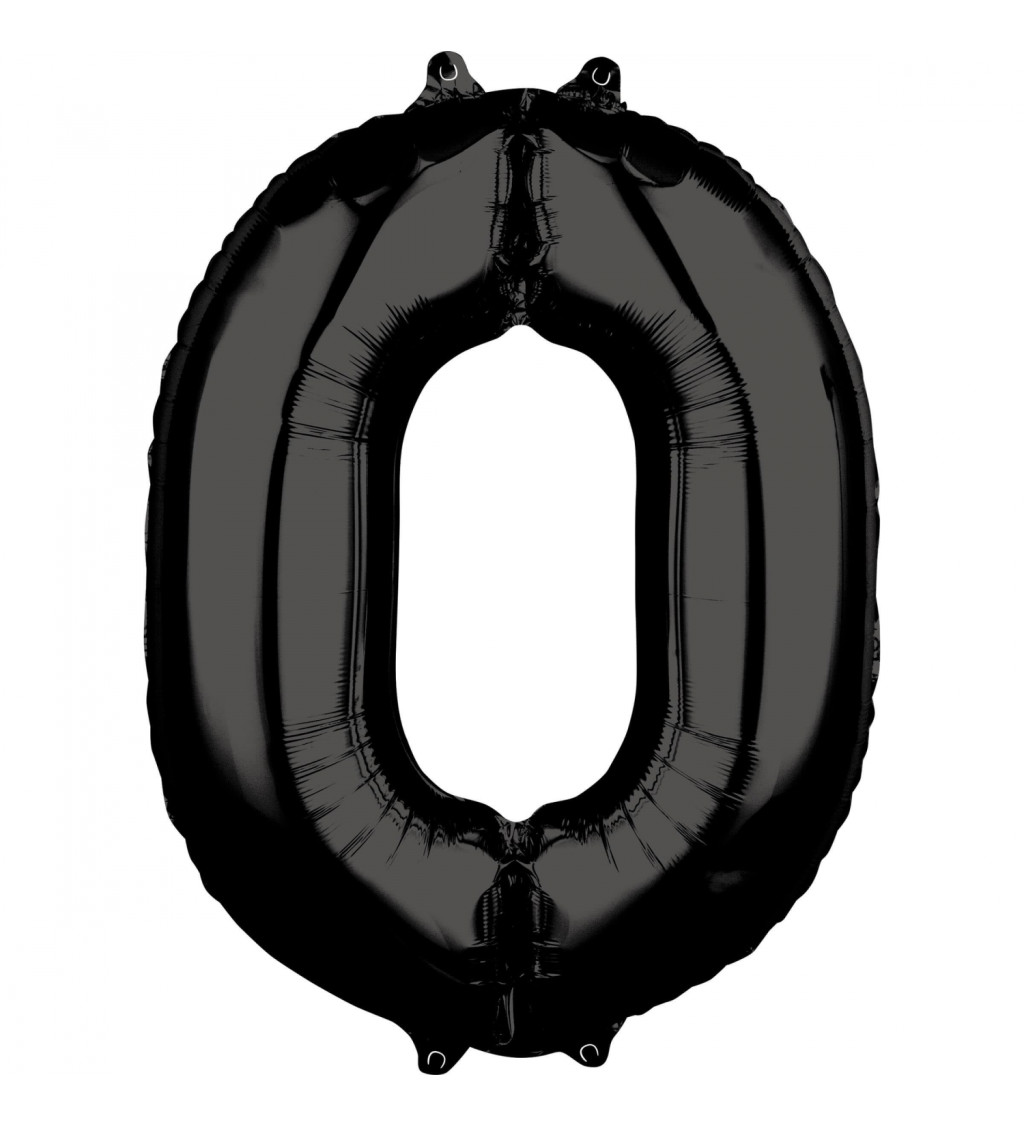 Fóliový balónik "0" - čierny 66cm
