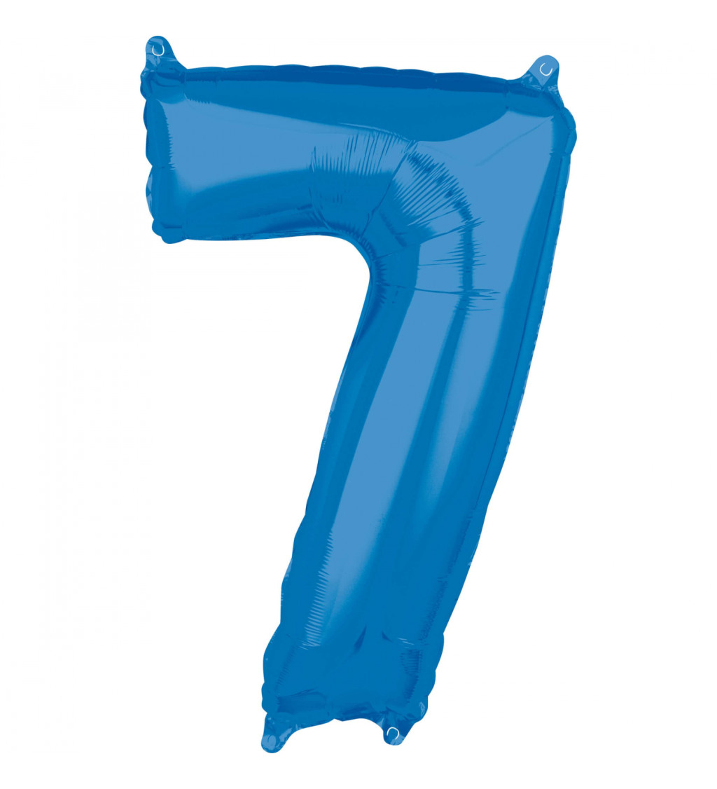 Fóliový balónik "7" - modrý